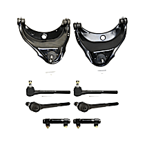 8-Piece Kit Front, Driver and Passenger Side, Upper Control Arm, RWD, To Be Superseded to MOCK620161, includes (2) Control Arm, (2) Tie Rod Adjusting Sleeve, and (4) Tie Rod End