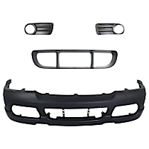 4-Piece Kit Front Primed Bumper Cover, Includes (1) Bumper Cover, (1) Bumper Grille, and (2) Fog Light Trim