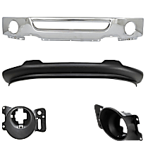 4-Piece Kit Front Bumper, Chrome,  Includes (1) Bumper, (2) Fog Light Bracket, and (1) Valance