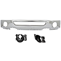 3-Piece Kit Front Bumper, Chrome,  Includes (1) Bumper and (2) Fog Light Bracket