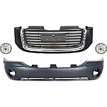 4-Piece Kit Grille, Painted Black Shell with Painted Gray Insert,  Includes (1) Bumper Cover, (2) Fog Light, and (1) Grille Assembly