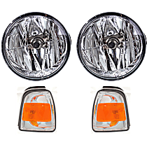 4-Piece Kit Front, Driver and Passenger Side Halogen Fog Light, With bulb(s), OE Replacement  Includes (2) Corner Light and (2) Fog Light