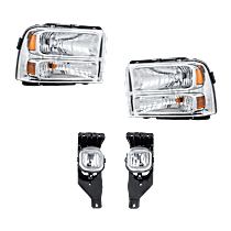 4-Piece Kit Driver and Passenger Side Halogen Headlight, With bulb(s), OE Replacement,  Includes (1) Fog Light and (2) Headlight