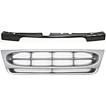 2-Piece Kit Grille Painted Silver, For Models With Sealed Beam Headlights, Includes (1) Bumper Filler and (1) Grille Assembly