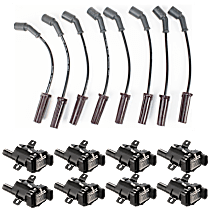 16-Piece Kit Spark Plug Wire, Kit, includes (8) Ignition Coil and (1) Spark Plug Wire