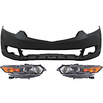 3-Piece Kit Driver and Passenger Side HID/Xenon Headlight, Without bulb(s), Sedan, OE Replacement Includes (1) Bumper Cover and (2) Headlight