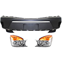 3-Piece Kit Driver and Passenger Side Halogen Headlight, With bulb(s), OE Replacement, Includes (1) Bumper Cover and (2) Headlight