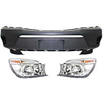 3-Piece Kit Driver and Passenger Side Halogen Headlight, With bulb(s), OE Replacement, Includes (2) Headlight and (1) Bumper Cover
