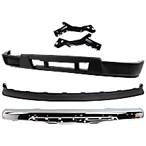 5-Piece Kit Front Bumper, Chrome, Includes (1) Bumper, (2) Bumper Bracket, (1) Bumper Cover, and (1) Valance