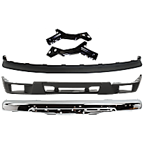 5-Piece Kit Front Bumper, Chrome, Includes (1) Bumper, (2) Bumper Bracket, (1) Bumper Cover, and (1) Valance