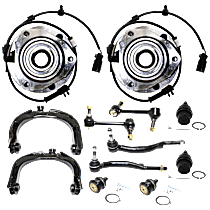 12-Piece Kit Front and Rear, Driver and Passenger Side Suspension Kit,  Includes (4) Ball Joint, (2) Control Arm, (2) Sway Bar Link, (2) Tie Rod End, and (2) Wheel Hub