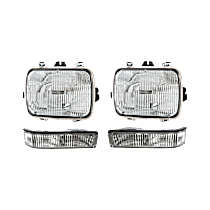 4-Piece Kit Driver and Passenger Side Halogen Headlight, With bulb(s), For Models With Single Sealed Beam , OE Replacement,  Includes (1) Headlight and (2) Turn Signal Light