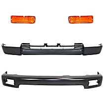 4-Piece Kit Front, Driver and Passenger Side Bumper, Painted Black, Sport Utility,  Includes (1) Bumper, (2) Turn Signal Light, and (1) Valance