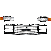 7-Piece Kit Grille, Black, For Models With Composite Headlights,  Includes (1) Grille Assembly, (2) Headlight, (2) Reflector, and (2) Turn Signal Light