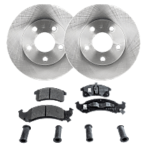 Front Brake Disc and Pad Kit, Plain Surface, 5 Lugs, Semi-Metallic, Cast Iron, Pro-Line Series