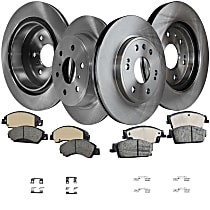Front and Rear Brake Disc and Pad Kit, Plain Surface, 6 Lugs, Ceramic, Cast Iron, Pro-Line Series