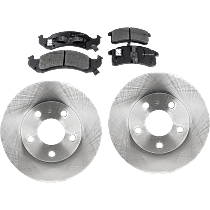 Front Brake Disc and Pad Kit, Plain Surface, 5 Lugs, Semi-Metallic, Cast Iron, Pro-Line Series