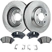 4-Piece Kit Front Brake Disc and Pad Kit, Plain Surface, 5 Lugs, 303.02 mm, Ceramic, From Chassis/VIN 5914307, 3.4L 6Cyl, Pro-Line Series  Includes (2) Brake Disc and (1) Brake Pad Set