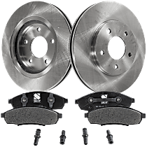 Front Brake Disc and Pad Kit, Plain Surface, 5 Lugs, Semi-Metallic, Cast Iron, Pro-Line Series