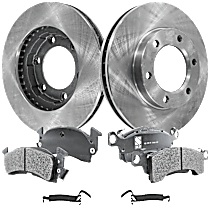 Front Brake Disc and Pad Kit, Plain Surface, 6 Lugs, Semi-Metallic, Cast Iron, Pro-Line Series