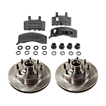 Front Brake Disc and Pad Kit, Plain Surface, 8 Lugs, Semi-Metallic, Pro-Line Series, Includes (2) Brake Disc and (1) Brake Pad Set