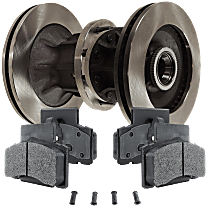 Front Brake Disc and Pad Kit, Plain Surface, 8 Lugs, Semi-Metallic, Extended Cab Pickup, Dual Rear Wheels, Pro-Line Series