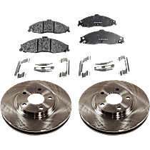 4-Piece Kit Front Brake Disc and Pad Kit, Plain Surface, 5 Lugs, 302.77 mm, Ceramic, 5.7L 8Cyl, Pro-Line Series  Includes (2) Brake Disc and (1) Brake Pad Set