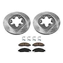 4-Piece Kit Front Brake Disc and Pad Kit, Plain Surface, 6 Lugs, 279.91 mm, Ceramic, 2.8L 4Cyl, Pro-Line Series  Includes (2) Brake Disc and (1) Brake Pad Set