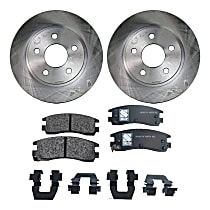 Rear Brake Disc and Pad Kit, Plain Surface, 5 Lugs, Semi-Metallic, Includes Shims and hardware, Pro-Line Series