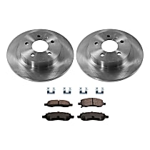 Rear Brake Disc and Pad Kit, Plain Surface, 5 Lugs, Ceramic, Exclude Heavy Duty Brakes, Sedan, Pro-Line Series