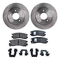 Rear Brake Disc and Pad Kit, Plain Surface, 5 Lugs, Semi-Metallic, Cast Iron, Pro-Line Series