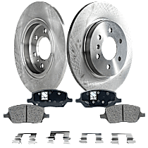 4-Piece Kit Rear Brake Disc and Pad Kit, Plain Surface, 6 Lugs, Ceramic, Cast Iron, Pro-Line Series