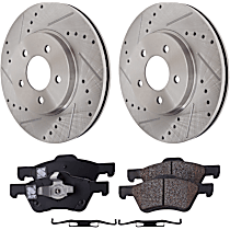 4-Piece Kit Front Brake Disc and Pad Kit, Cross-drilled and Slotted, 5 Lugs, Ceramic, 4WD, With Rear Disc Brake, Premier, 3.0L 6Cyl, Pro-Line Series  Includes (2) Brake Disc and (1) Brake Pad Set