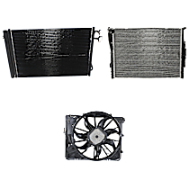 3-Piece Kit A/C Condenser, includes (1) A/C Condenser, (1) Cooling Fan Assembly and (1) Radiator, 3.0L Eng., 6 Cyl.