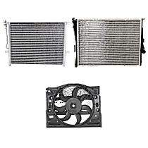 3-Piece Kit A/C Condenser, 3.0L 6Cyl,  Includes (1) A/C Condenser, (1) Cooling Fan Assembly, and (1) Radiator