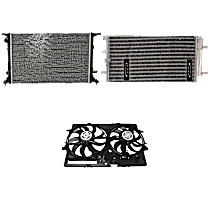 3-Piece Kit A/C Condenser, includes (1) A/C Condenser, (1) Cooling Fan Assembly and (1) Radiator, 3.2L and 3.0L Eng., 6 Cyl.