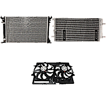 3-Piece Kit A/C Condenser, 3.0L 6Cyl,  Includes (1) A/C Condenser, (1) Cooling Fan Assembly, and (1) Radiator