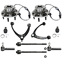 10-Piece Kit Front, Driver and Passenger Side Wheel Hub, SLE, 4WD, 6 Lugs, With Bearing, With Sensor,  Includes (2) Ball Joint, (2) Control Arm, (4) Tie Rod End, and (2) Wheel Hub