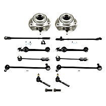 14-Piece Kit Front or Rear, Driver and Passenger Side Wheel Hub, 5 Lugs, With Bearing, includes (2) Tie Rod End, (2) Wheel Bearing, and (2) Wheel Hub