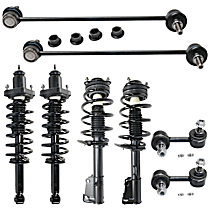 8-Piece Kit Front and Rear, Driver and Passenger Side Fully Loaded Strut, FWD,  M10 Stud,  Includes (4) Loaded Strut and (4) Sway Bar Link