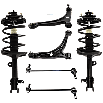 6-Piece Kit Fully Loaded Strut,  Includes (2) Control Arm, (2) Shock Absorber and Strut Assembly, and (2) Sway Bar Link