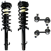 4-Piece Kit Front, Driver and Passenger Side Fully Loaded Strut, FWD, Includes (2) Loaded Strut and (2) Sway Bar Link