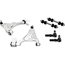 6-Piece Kit, Front, Driver and Passenger Side, Lower, Control Arm, Includes (2) Control Arm, (2) Sway Bar Link, and (2) Tie Rod End
