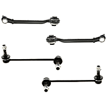 4-Piece Kit Front, Driver and Passenger Side, Lower, Forward Control Arm, RWD, Includes (2) Control Arm and (2) Sway Bar Link