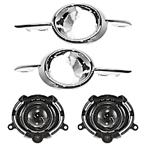 4-Piece Kit Front, Driver and Passenger Side Fog Light Trim, Chrome, includes (2) Fog Light and (2) Fog Light Trim