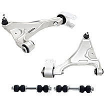 4-Piece Kit, Front, Driver and Passenger Side, Lower, Control Arm, Includes (2) Control Arm and (2) Sway Bar Link