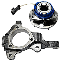 2-Piece Kit Front, Passenger Side Steering Knuckle, Without Backing Plate, Without Bearing, Includes (1) Knuckle and (1) Wheel Hub