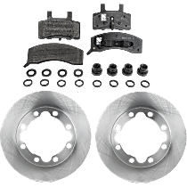 Front Brake Disc and Pad Kit, Plain Surface, 8 Lugs, Semi-Metallic, Pro-Line Series, Includes (2) Brake Disc and (1) Brake Pad Set