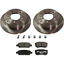 Rear Brake Disc and Pad Kit, Plain Surface 5 Lugs Ceramic Includes Shims and Hardware Pro-Line Series
