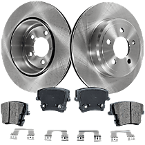 Rear Brake Disc and Pad Kit, Plain Surface, 5 Lugs, Ceramic, Vented Rear Disc, All Wheel Drive/Rear Wheel Drive, Includes Shims and hardware, Pro-Line Series